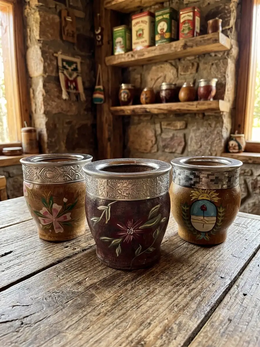 Mates imperiales pintados a mano con diseños florales
