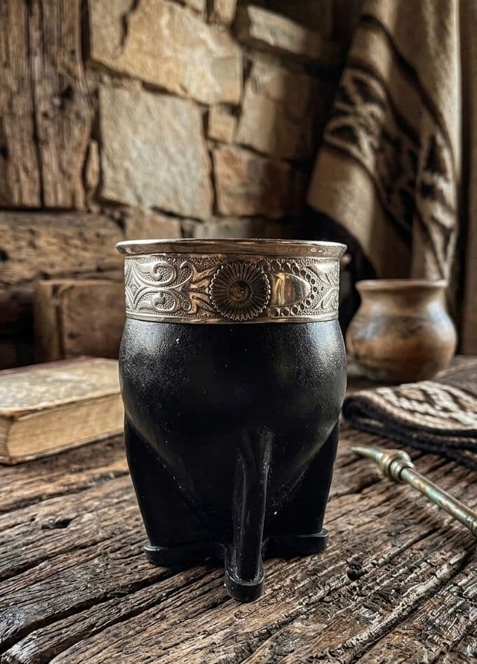 Detalle del mate imperial de cuero