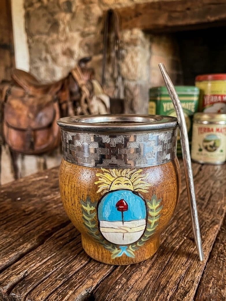 Mate imperial pintado con diseño argentino